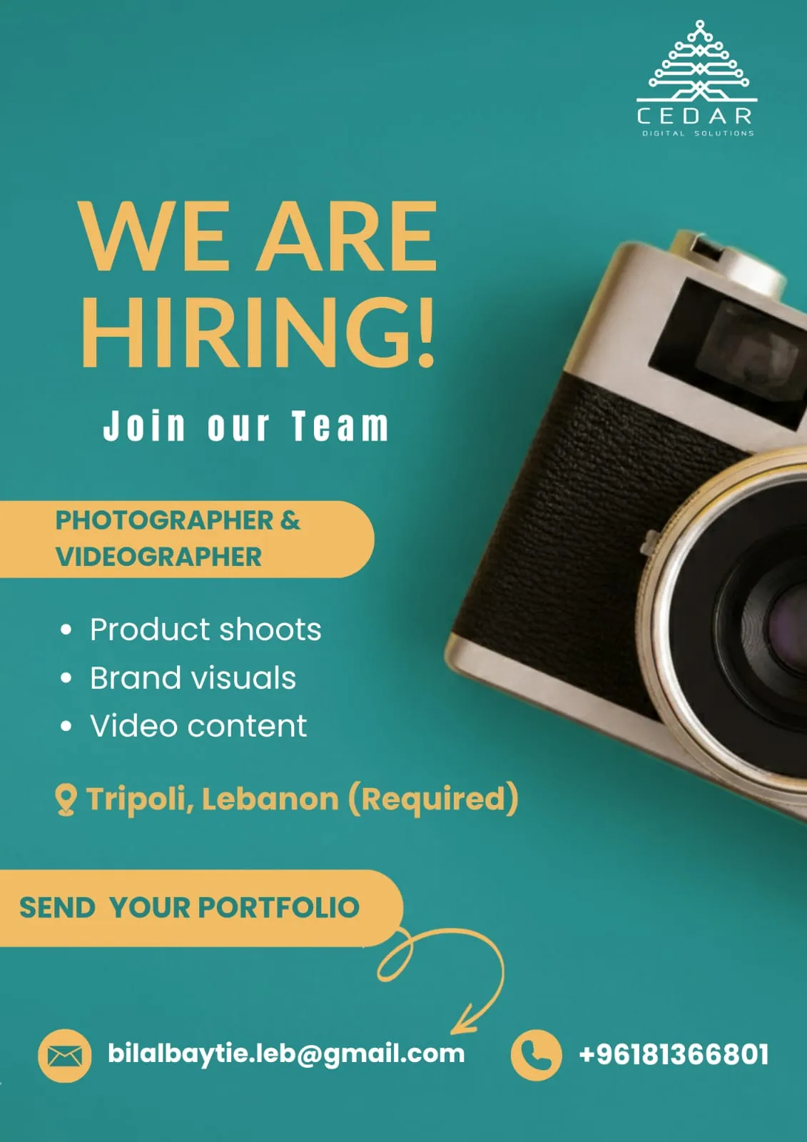 Photographer and Videographer (Junior, On-Site – Tripoli)